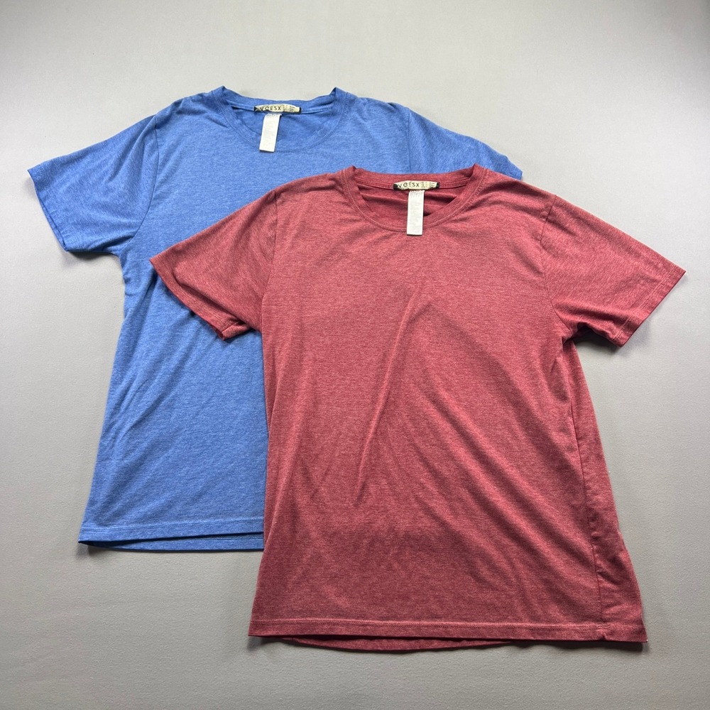 Lot of 2 AGE2X T-Shirt Mens Large Red Blue Heather Casual Short Sleeve Crew Neck